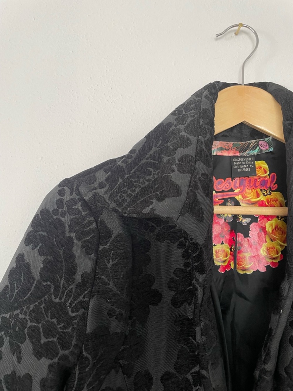 Desigual Black Floral Brocade Dress Coat 🖤